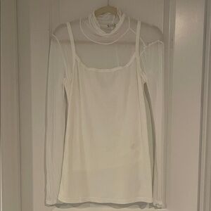 Free People Intimately White Sheer Layered Top Size Medium
